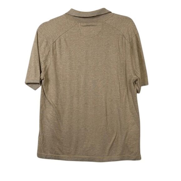 Raffi Silk Blend Sweater Polo Short Sleeves Marled Tan Soft Men's Size Medium - Picture 4 of 12